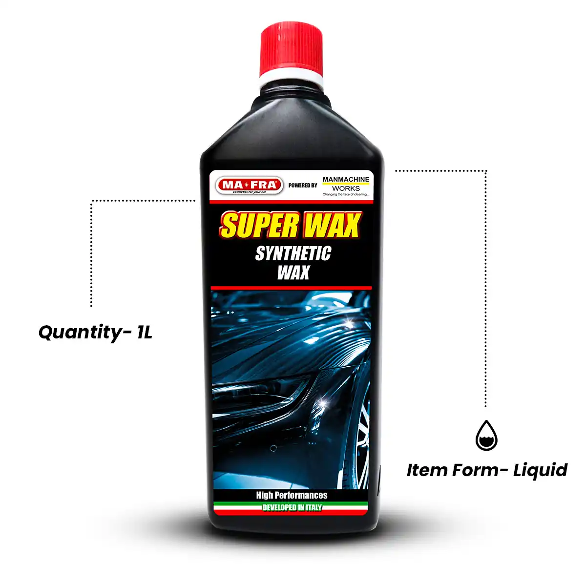 MAFRA, 1 L Super Wax, Synthetic Wax, Long Lasting and High Performance, Eco- friendly and safe to use with Dilution Ratio 1:9 via foam gun (Wash up to 100 Times)