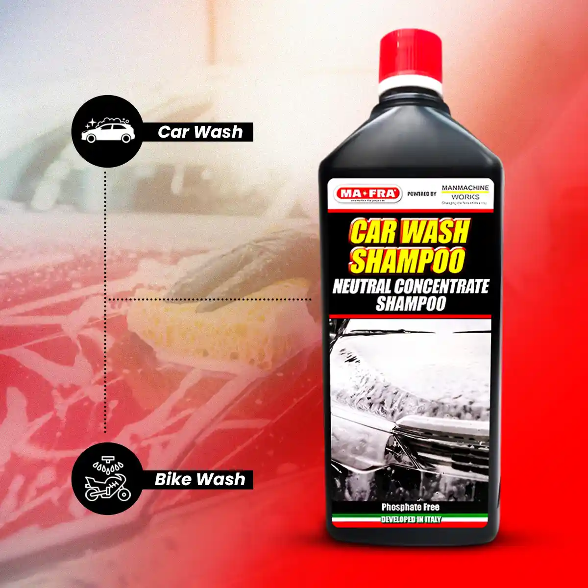 Mafra Car Wash Shampoo (1 Litre) | Remove tough dirt and Stains | Safe on Paint Deep Cleaning |