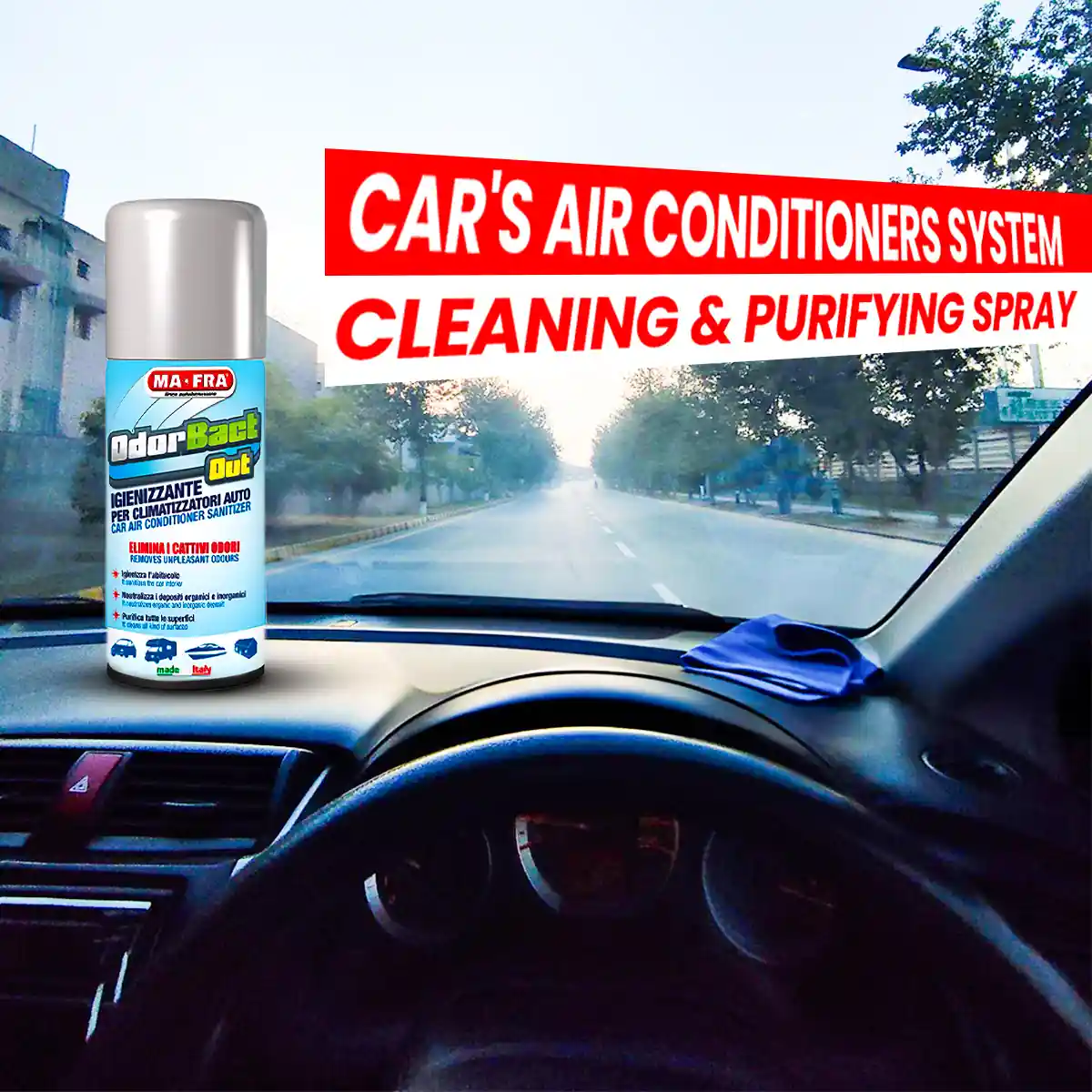 Odorbact - Antibacterial Odor Eliminator for Car Interiors and Air Conditioning Systems