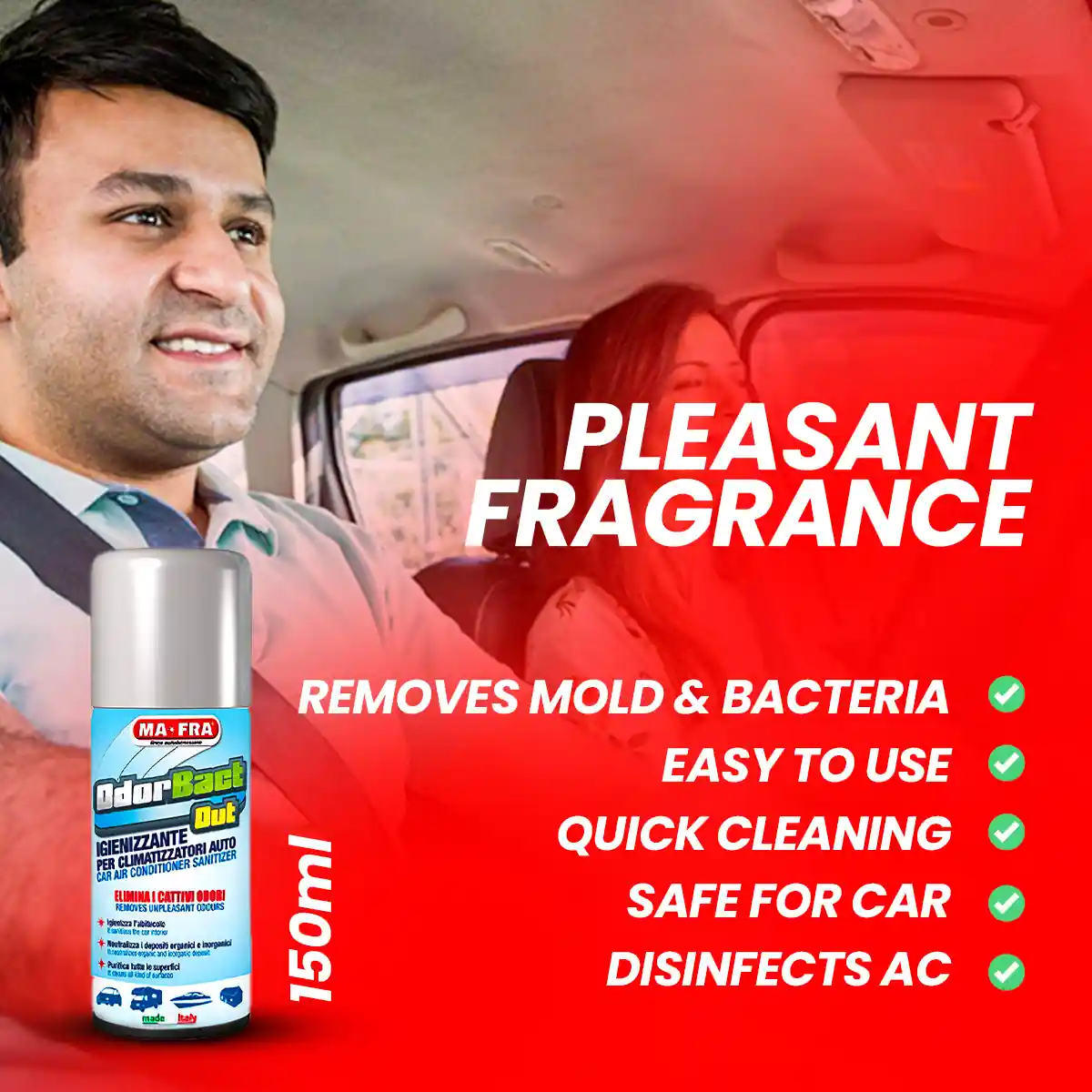 Odorbact - Antibacterial Odor Eliminator for Car Interiors and Air Conditioning Systems