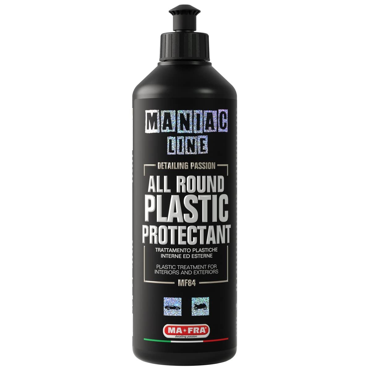 Mafra Maniac Line All Round Plastic Protectant | Revives & Protects Plastic & Rubber | Interior & Exterior Dressing | 500ml