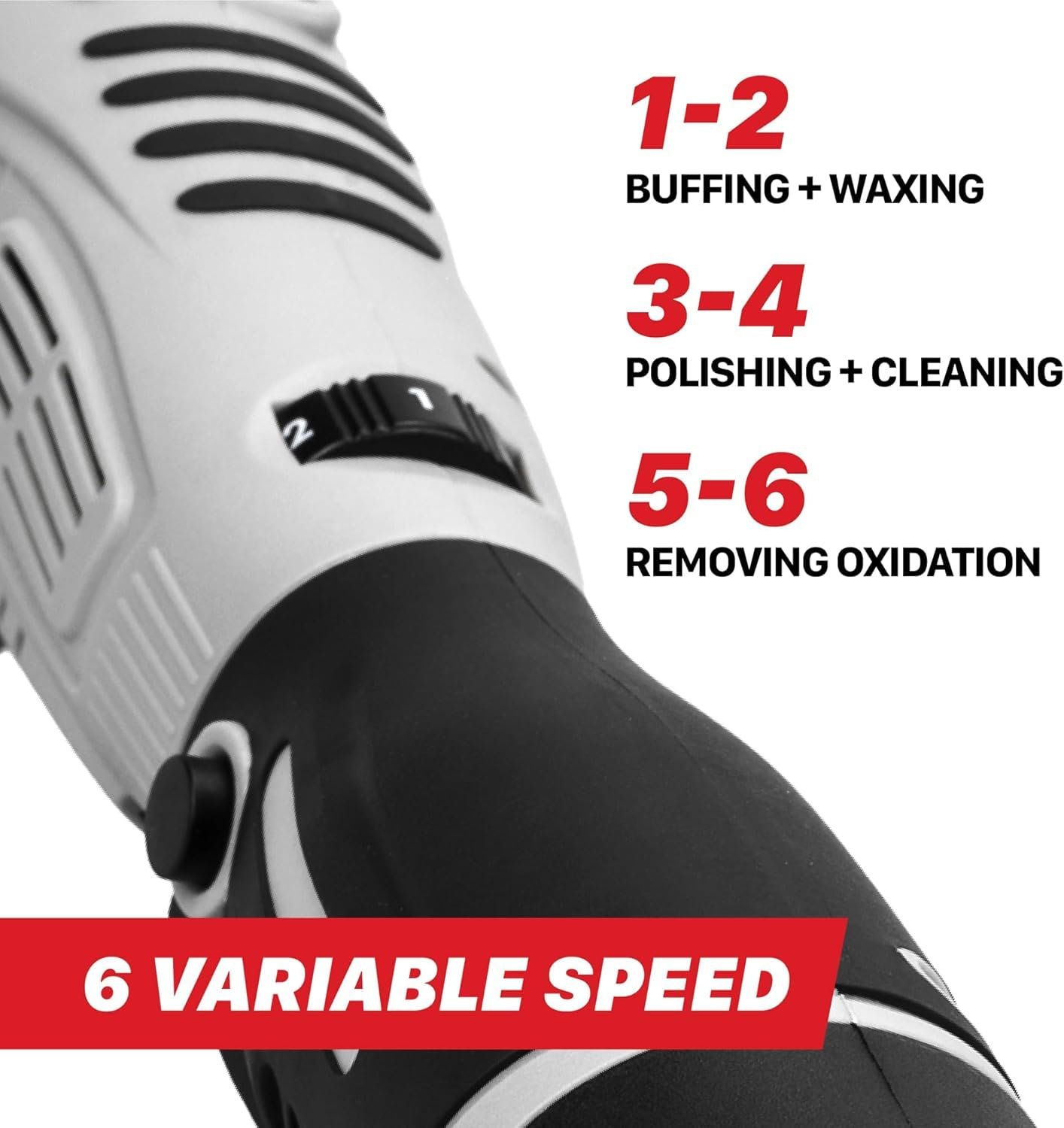 MaxShine M0312 V2 Professional Cordless Dual Action & Rotary Polisher | 6-Speed Lightweight Polisher | Includes 2 Batteries, Pads & Bag | For Car, Bike, Boat Detailing & Scratch Repair - Image 4