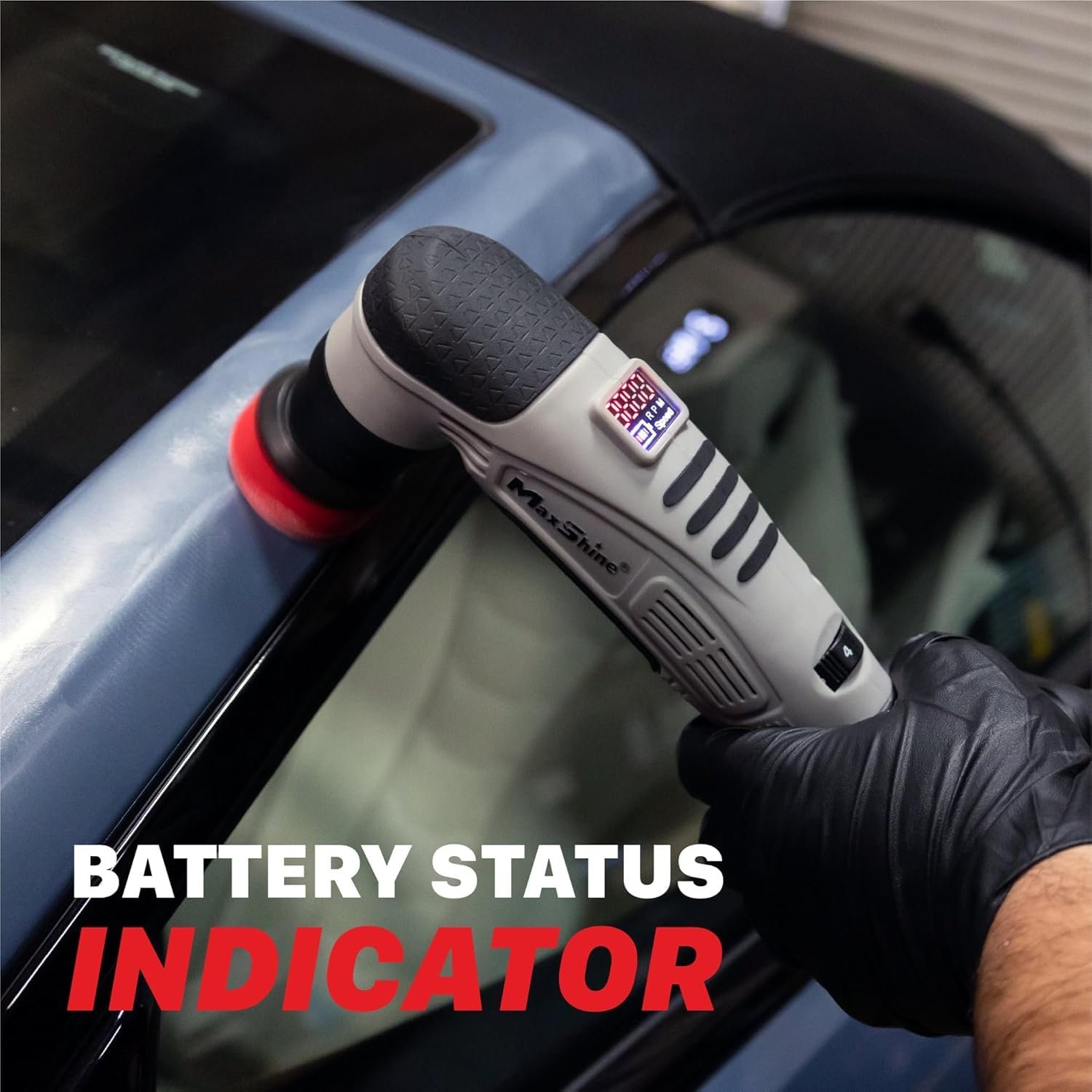 MaxShine M0312 V2 Professional Cordless Dual Action & Rotary Polisher | 6-Speed Lightweight Polisher | Includes 2 Batteries, Pads & Bag | For Car, Bike, Boat Detailing & Scratch Repair - Image 5