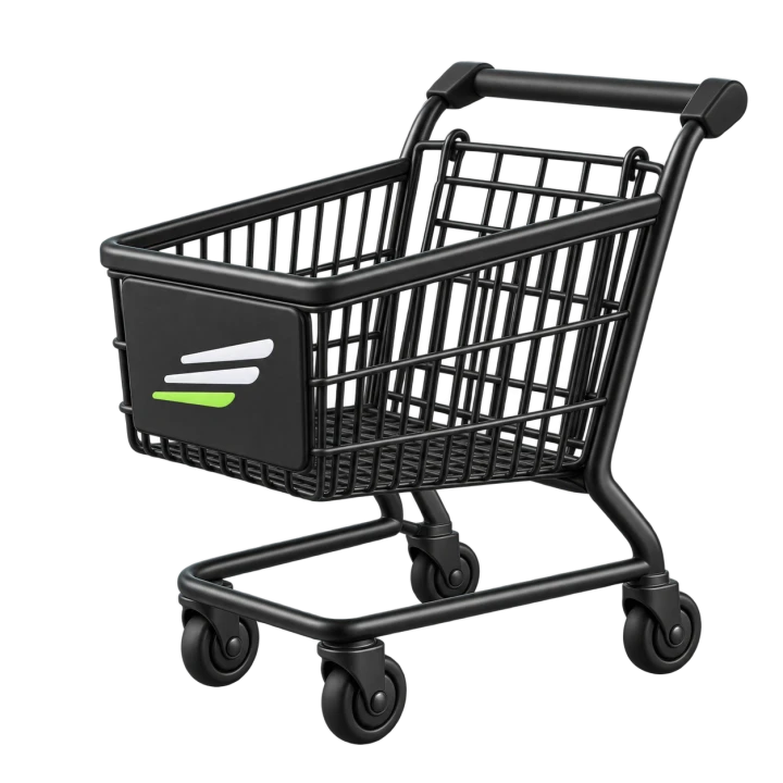 Premium black shopping cart representing the official store