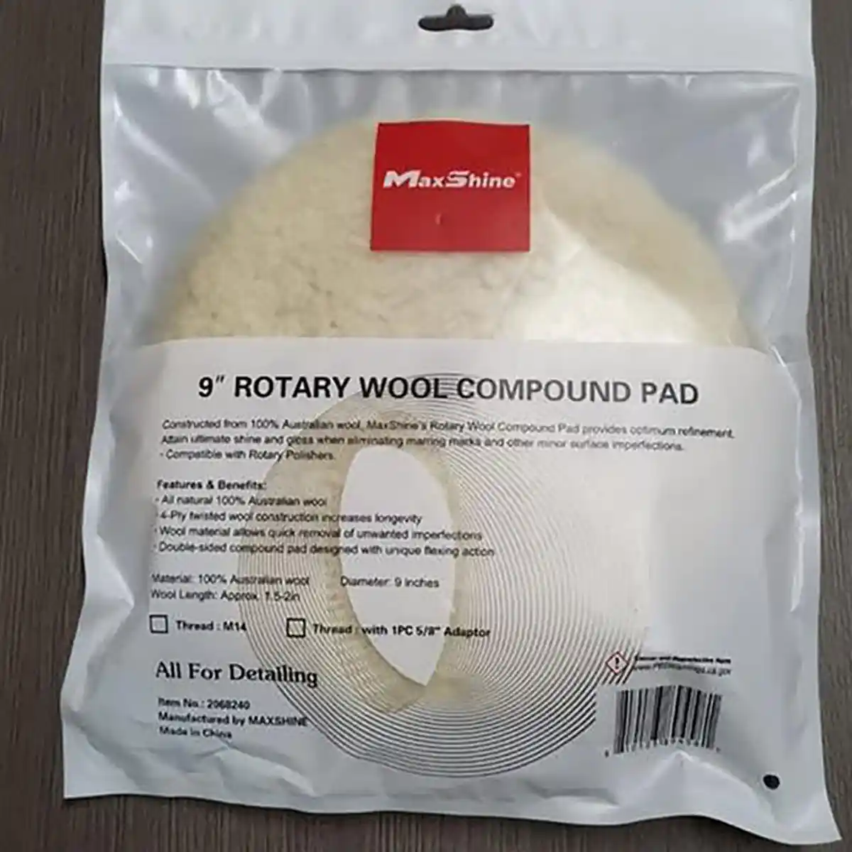 Maxshine 7 Inch Single Side Australian Wool Pad for Machine Polishing